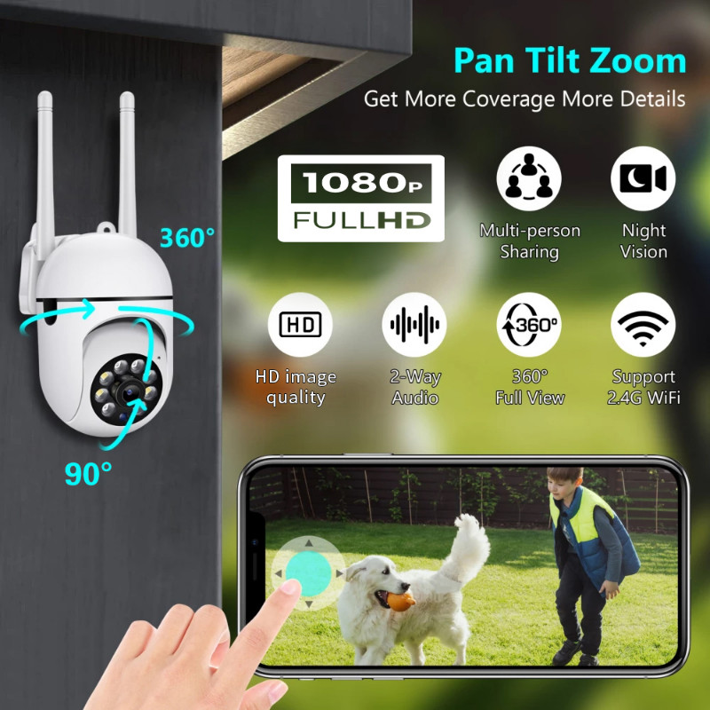 IP kamera 2.4G+5G belaidė WiFi dviejų juostų kamera HD naktinio matymo saugos stebėjimo judesio aptikimo funkcija VI365