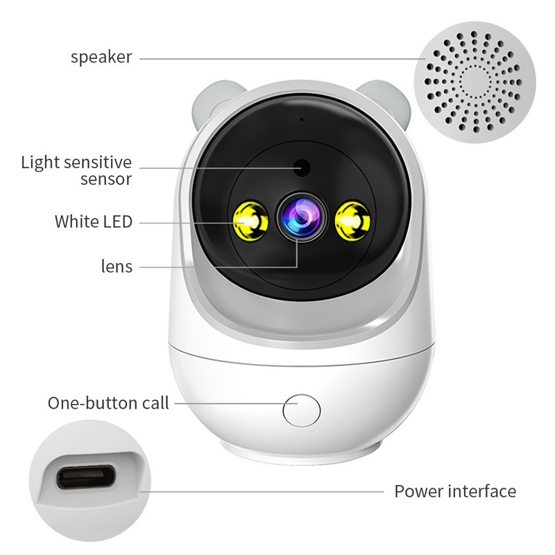 1080P HD IP kamera 2MP 5MP stebėjimo kameros WiFi kamera Vidinė CCTV kamera automatinio sekimo kūdikio apsaugos monitoriaus apsaugos kameros