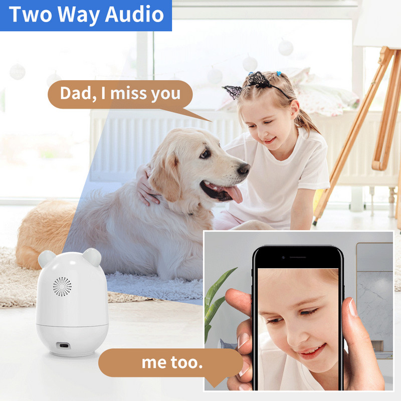 1080P HD IP kamera 2MP 5MP stebėjimo kameros WiFi kamera Vidinė CCTV kamera automatinio sekimo kūdikio apsaugos monitoriaus apsaugos kameros