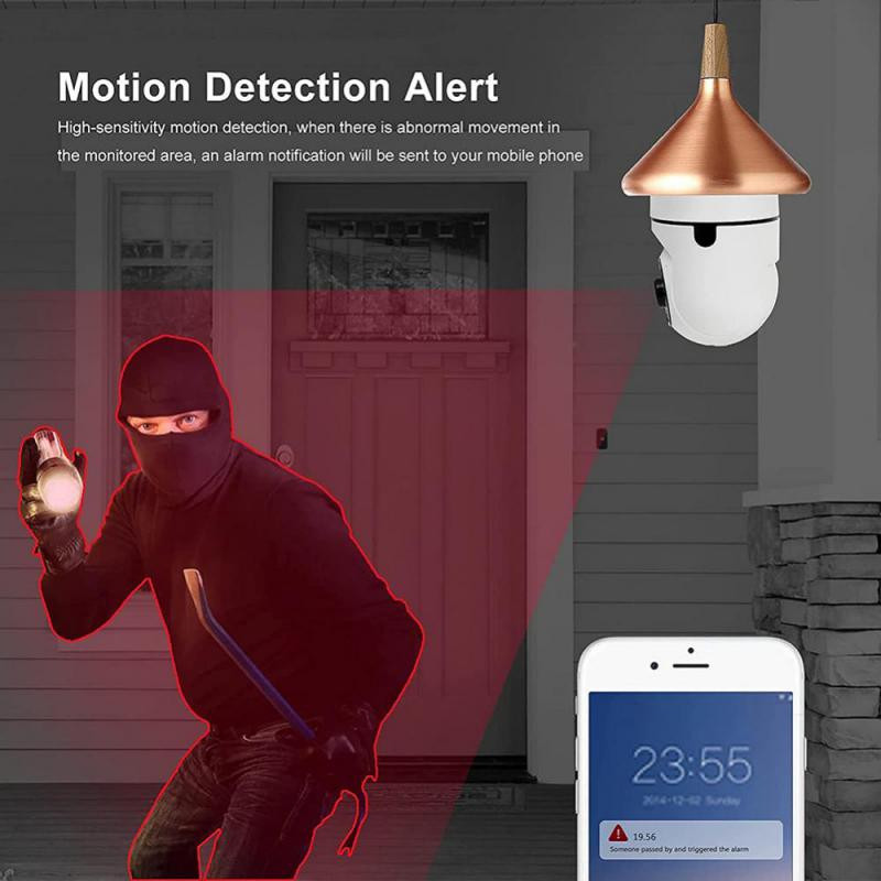 E27 200W 5G lemputė stebėjimo kamera naktinio matymo visos spalvos automatinis žmogaus sekimo priartinimas vidaus saugos monitorius Wifi kamera