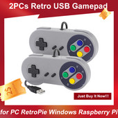 2PC USB Gamepad Retro Gaming Joystick Vezetékes vezérlő Linux SNES Game PC NESPi RetroPie Windows Raspberry Pi 4B 3B+ 3B