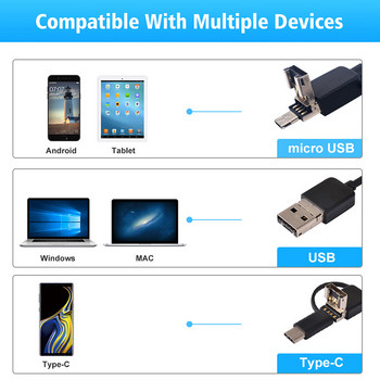 Κάμερα επιθεώρησης ενδοσκοπίου USB 1080P/640P 3 σε 1 USB/Micro USB/Type-C Κάμερα ενδοσκόπιο με 8 LED για Samsung Huawei
