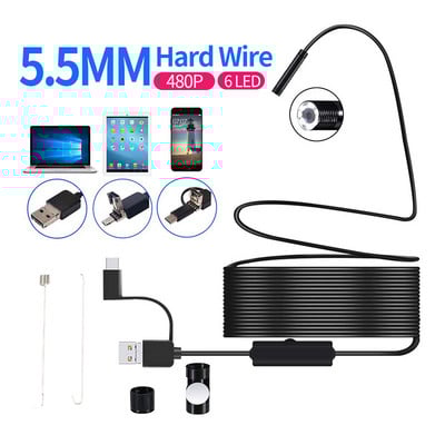 1080P/640P USB endoskopo tikrinimo kamera 3 viename USB / mikro USB / C tipo endoskopo kameros boreskopas su 8 LED, skirtas Samsung Huawei
