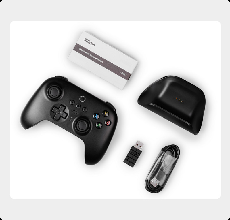 Controler de jocuri 8BitDo Ultimate wireless 2.4G cu stație de încărcare Adaptor 2.4g pentru PC Windows 10 11 Steam Android Raspberry Pi