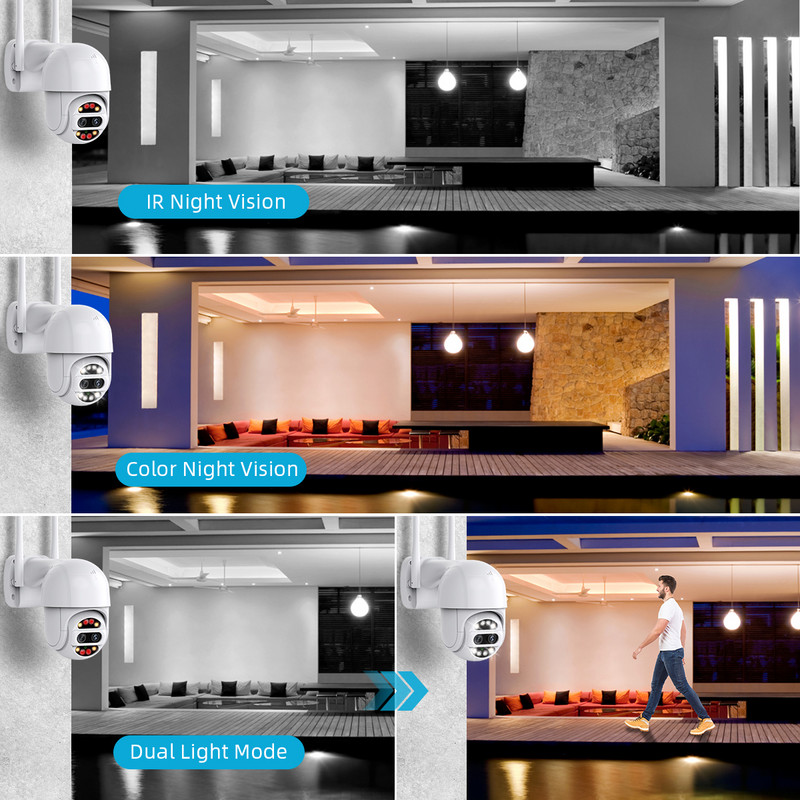 Κάμερα PTZ διπλού φακού 8MP 8X ZOOM WiFi AI Human Detection H.265 ICsee Outdoor Home Security Video Surveillance Κάμερα IP 4K