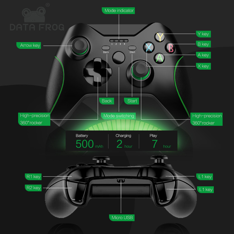 Data Frog 2.4GHz bežični Gamepad Joystick Control za XBox One Controller za PC/PS3/Smart Phone Android/Steam Controller