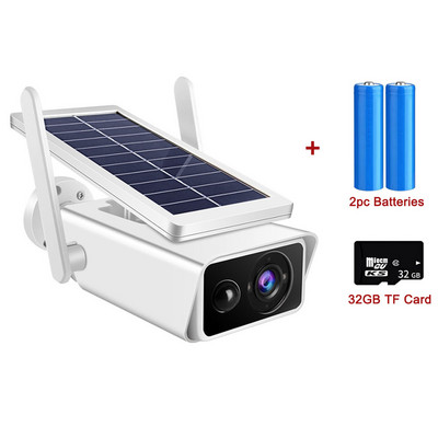 Saulės kamera 3MP baterija maitinama WiFi IP kamera Lauko belaidė stebėjimo apsaugos kamera vandeniui atspari IP66 CCTV PIR