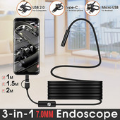 TIP C USB Mini Cameră endoscop 7mm 2m 1m 1.5m Cablu rigid flexibil Snake Boroscop Cameră de inspecție pentru Android Smartphone PC