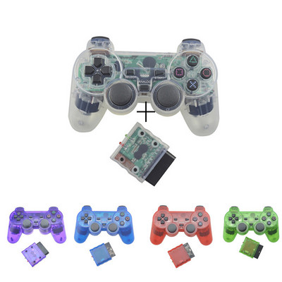Priehľadný farebný bezdrôtový ovládač Bluetooth pre Sony PS2 2.4G vibračné ovládanie pre joystick Plastation 2