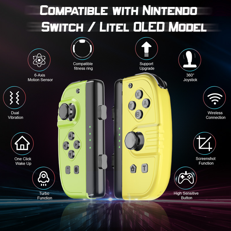 Powtree JoyPad pentru controler comutator Joystick fără fir stânga și dreapta cu funcție de trezire Gamepad pentru controlerul Nintendo Switch