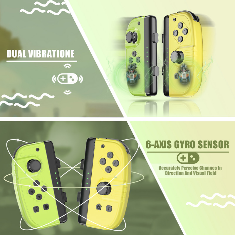 Powtree JoyPad pentru controler comutator Joystick fără fir stânga și dreapta cu funcție de trezire Gamepad pentru controlerul Nintendo Switch