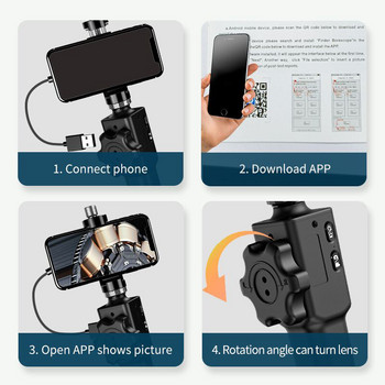 5.5MM/8.5MM артикулиращ ендоскоп за iPhone PC Визуална автомобилна инспекционна камера с 2 посоки и 180 градусова шарнирна сонда