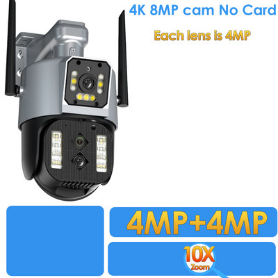 4K бинокулярна IP камера 8MP WiFi видеонаблюдение PTZ 10X оптично увеличение CCTV охранителна камера Външно автоматично проследяване WiFi камера P2P