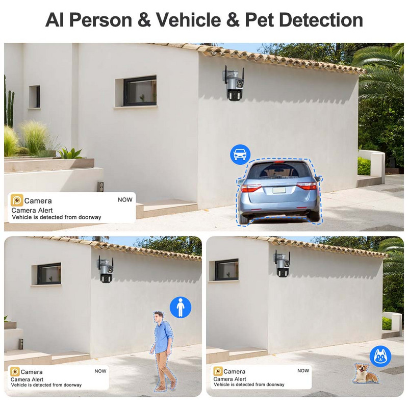 4K бинокулярна IP камера 8MP WiFi видеонаблюдение PTZ 10X оптично увеличение CCTV охранителна камера Външно автоматично проследяване WiFi камера P2P