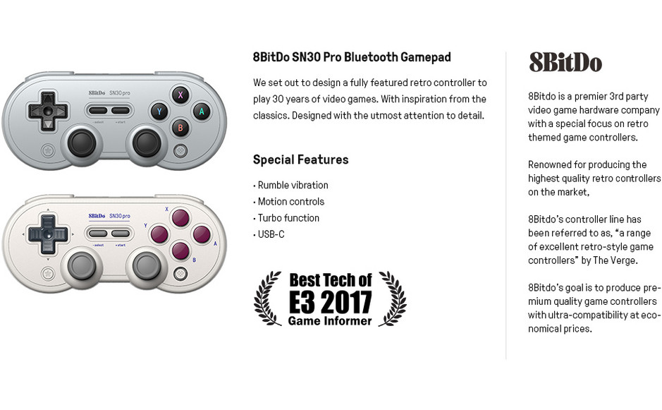 8BitDo - SN30 Pro Wireless Bluetooth Gaming Controller for Nintendo Switch,  PC, Windows 10, 11, Steam Deck, Android, macOS