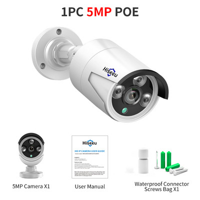 Hiseeu H.265 POE IP 3MP 5MP CCTV IP nadzorna sigurnosna kamera za audio zapis POE NVR sustav Vodootporan vanjski noćni vid