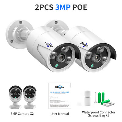 Hiseeu H.265 POE IP 3MP 5MP CCTV IP nadzorna sigurnosna kamera za audio zapis POE NVR sustav Vodootporan vanjski noćni vid