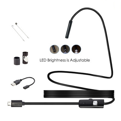 7,0/5,5 MM endoskopa kamera IP67, ūdensnecaurlaidīga, 6 gaismas diodes, regulējamas USB Android elastīgas pārbaudes boreskopa kameras tālruņa personālajam datoram