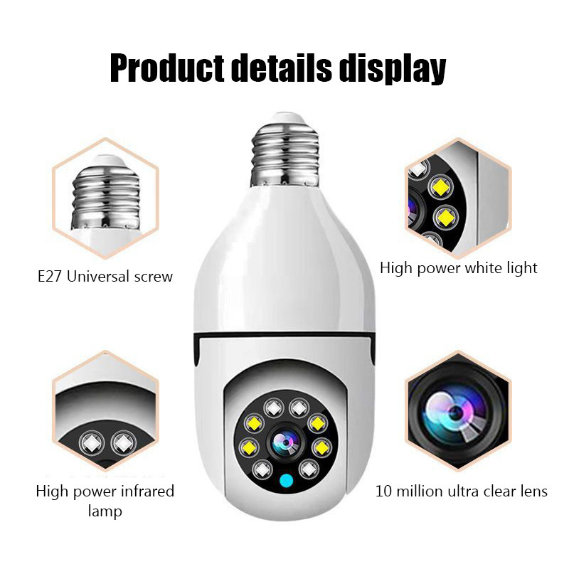 Κάμερα επιτήρησης 5G Bulb Night Vision Full Color Automatic Tracking Human Zoom Οθόνη ασφαλείας εσωτερικού χώρου Κάμερα Wi-Fi