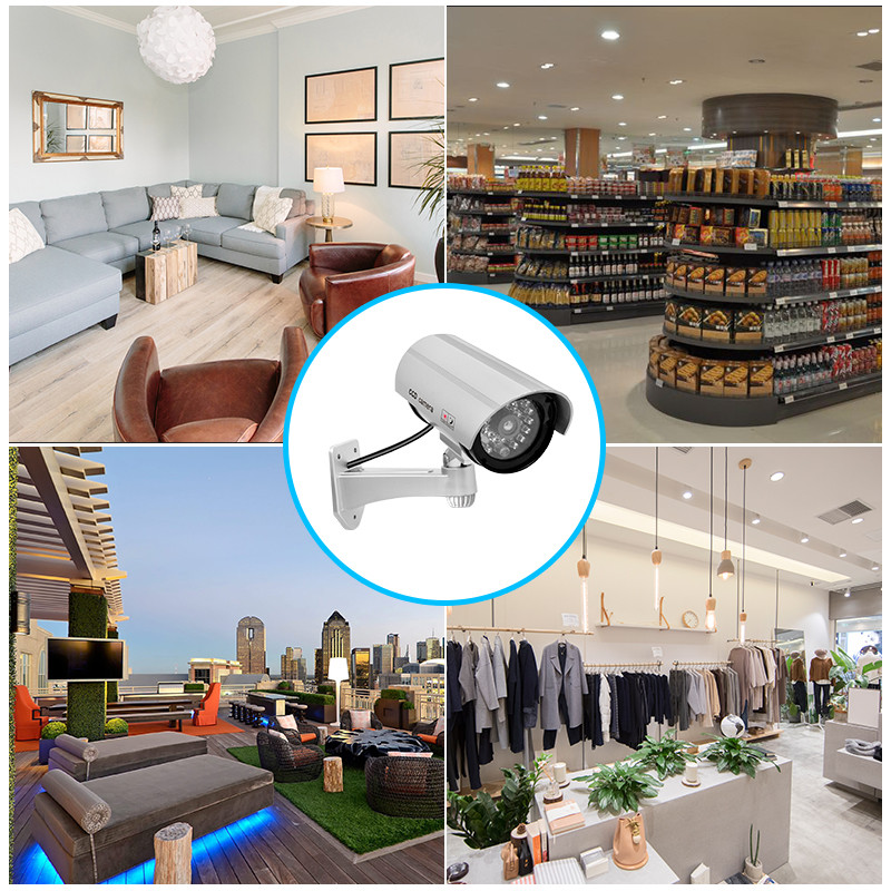 JOOAN Vonkajšia atrapa kamery na sledovanie Bezdrôtová LED lampa Falošná kamera Domáca CCTV bezpečnostná kamera Simulovaný video dohľad