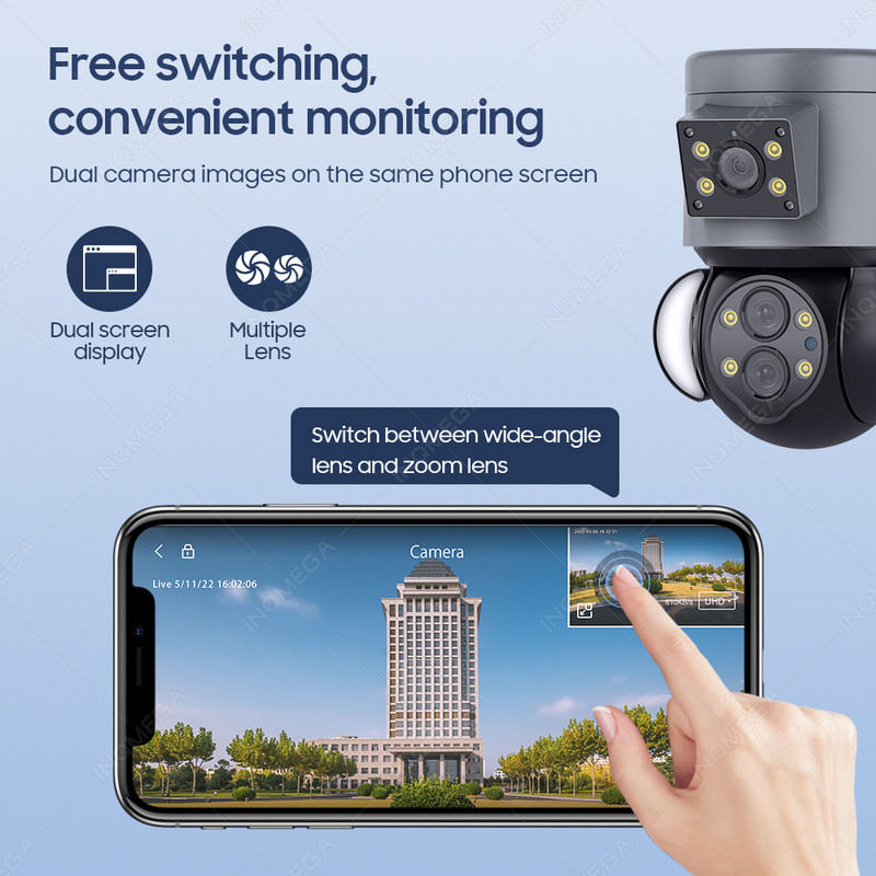 INQMEGA 4MP 10X nadzorna kamera PTZ vanjska sigurnosna zaštita Kamera Dome Kamera za otkrivanje ljudi Kompatibilna WIFI i RJ45