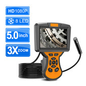 Inšpekčná kamera s dvojitým objektívom, 5" IPS LCD endoskopickou kamerou, 8 mm HD boroskopickou kamerou na kanalizáciu s LED svietidlom do auta