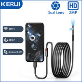 Camera endoscopică KERUI 2MP cu lentilă dublă WiFi 7,9 mm Mini cameră impermeabilă cu fir dur de inspecție a conductelor Boroscop pentru tip C IOS