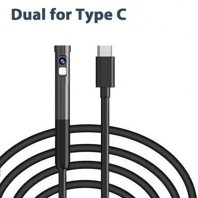 Camera endoscopică KERUI 2MP cu lentilă dublă WiFi 7,9 mm Mini cameră impermeabilă cu fir dur de inspecție a conductelor Boroscop pentru tip C IOS