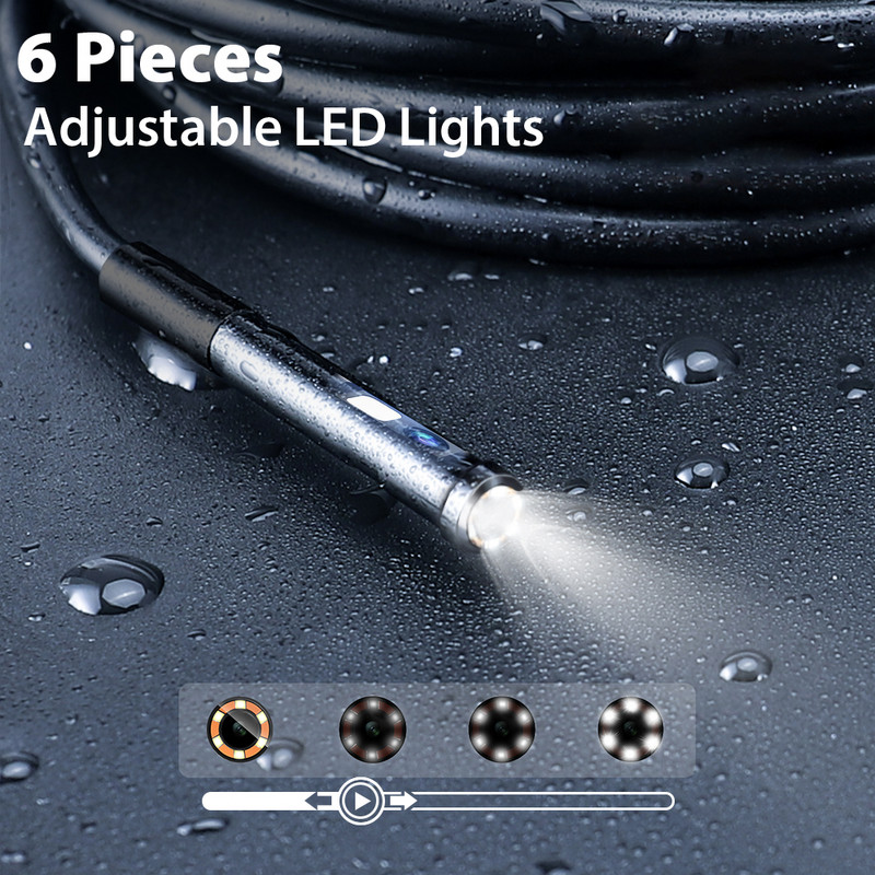 Camera endoscopică KERUI 2MP cu lentilă dublă WiFi 7,9 mm Mini cameră impermeabilă cu fir dur de inspecție a conductelor Boroscop pentru tip C IOS