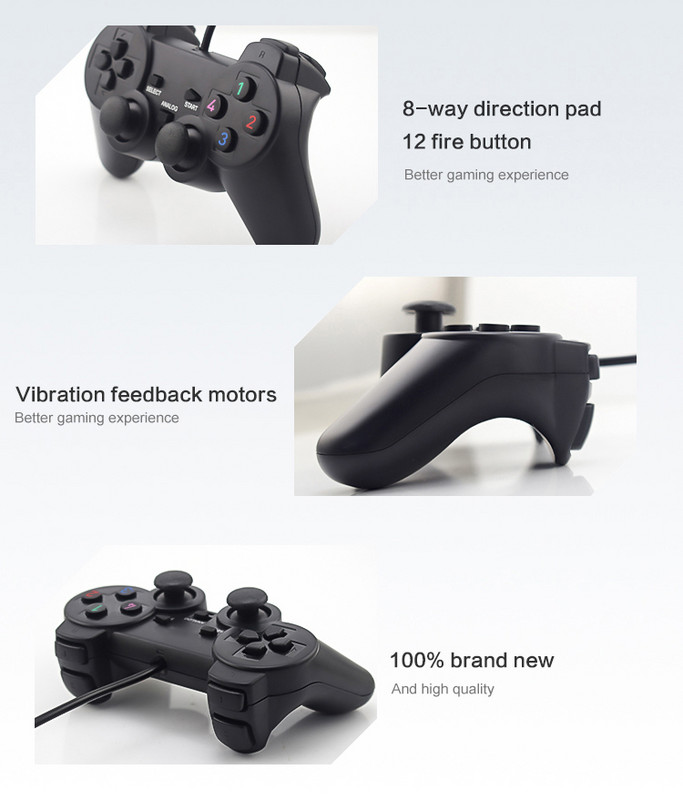 Data Frog Vibration Controller Vezetékes USB PC Joystick PC számítógéphez Laptop WinXP/Win7/Win8/Win10 USB játékvezérlőhöz