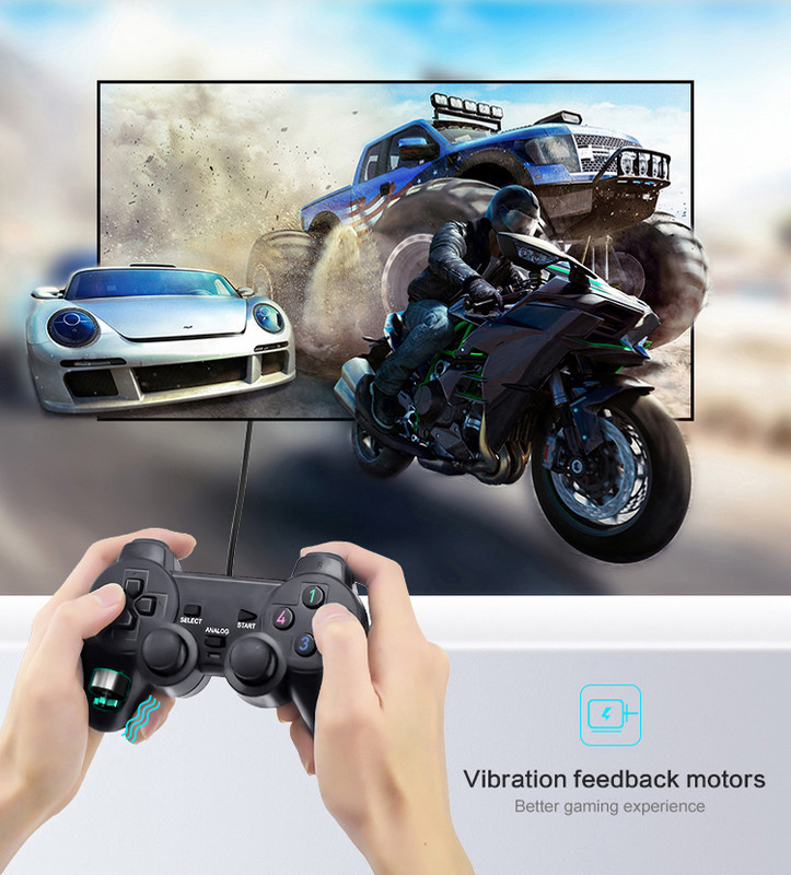 Data Frog Vibration Controller Vezetékes USB PC Joystick PC számítógéphez Laptop WinXP/Win7/Win8/Win10 USB játékvezérlőhöz