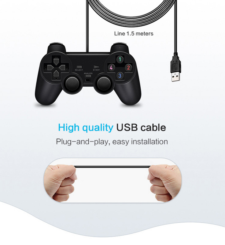 Data Frog Vibration Controller Vezetékes USB PC Joystick PC számítógéphez Laptop WinXP/Win7/Win8/Win10 USB játékvezérlőhöz