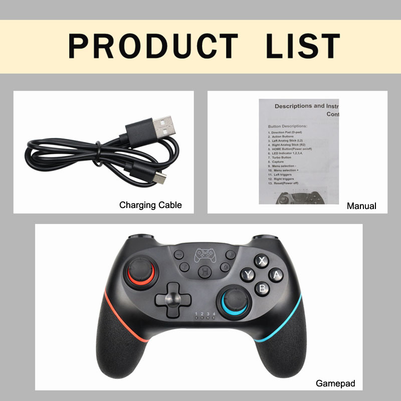 Bezdrôtový ovládač Bluetooth pre ovládač Nintendo Switch Pro, Gamepad, ovládač Pro pre konzolu Switch so 6-osovou rukoväťou
