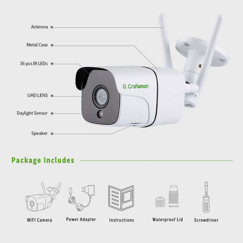 G.Craftsman 4G Wifi kaamera 5MP heli juhtmevaba välistingimustes veekindel HD IP kaamera turva videovalve SONY 335 ONVIF Camhi