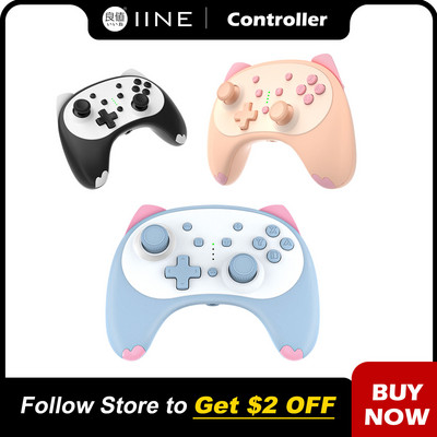 IINE Cartoon Kitten Wake Up Voice Wireless Controller Headset Support Compatible Nintendo Switch/Switch lite/Switch OLED