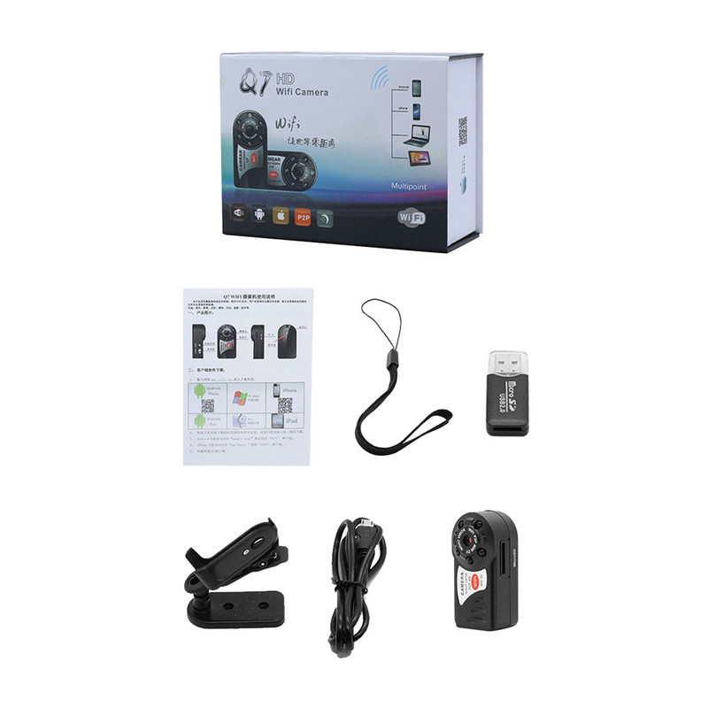Q7 1080P Wifi Mini Cameră DV DVR Recorder Cameră mică Viziune nocturnă cu infraroșu Cameră IP fără fir Cameră video Protecție de securitate