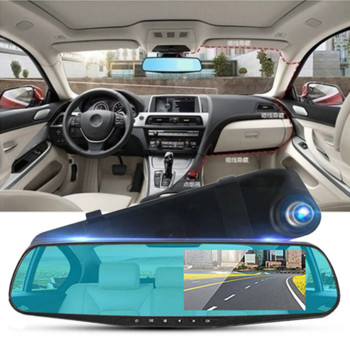 4,3/2,8 ιντσών DVR αυτοκινήτου Rearview Mirror Driving Video Recorder Dual Lens Dash Camera 1080P IPS Εμπρός και πίσω κάμερα Dash Cam