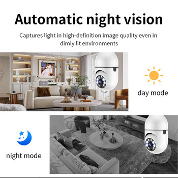 Έγχρωμη κάμερα με λάμπα φωτός Νυχτερινή όραση Ασύρματη κάμερα Wifi Έξυπνη κάμερα ασφαλείας 1080P 360 Rotate Wifi IP PTZ για κάμερα εξωτερικού χώρου
