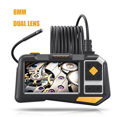 4,5 collu IPS ekrāna rūpnieciskais endoskops 8 MM/5,5 MM/3,9 MM viena divu objektīvu kameras automašīnas pārbaudes boreskops HD1080P 9 LED, ūdensnecaurlaidīgs