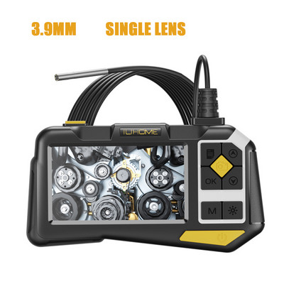 4,5 collu IPS ekrāna rūpnieciskais endoskops 8 MM/5,5 MM/3,9 MM viena divu objektīvu kameras automašīnas pārbaudes boreskops HD1080P 9 LED, ūdensnecaurlaidīgs