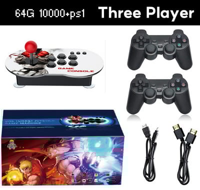 Videospēļu konsoles Dual Joystick Gameconsole 15000+ Classic Games Atbalsts 4 Player Familygame Game Stick ar PS1/GB/CPS/SFC/FC