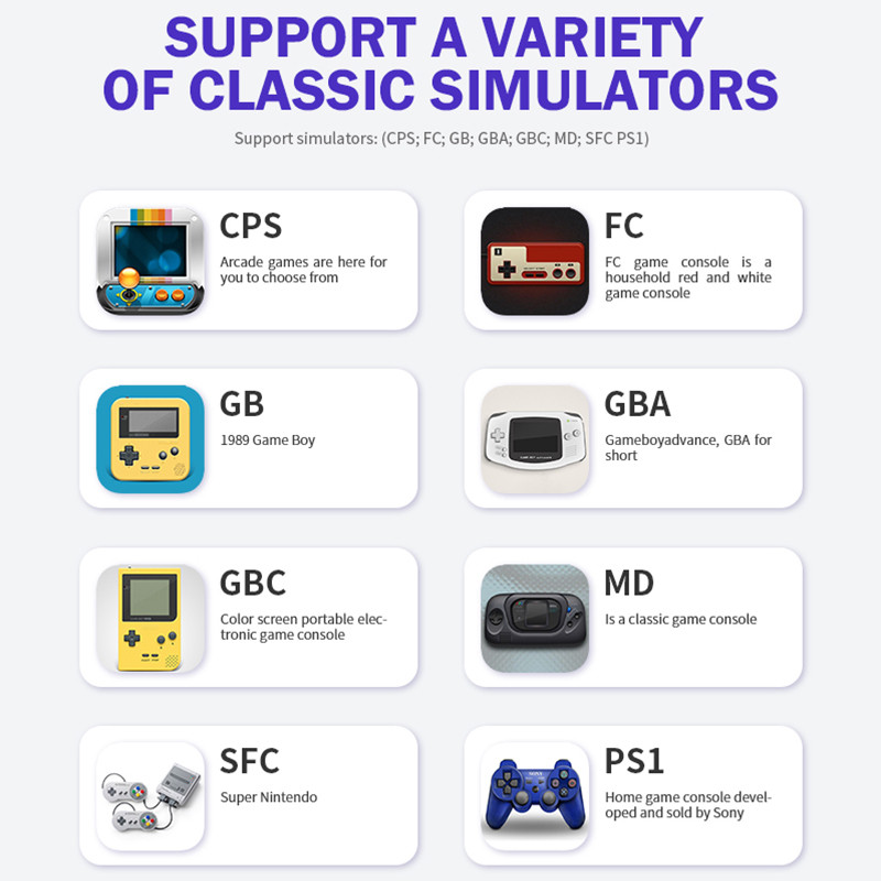 Videospēļu konsoles Dual Joystick Gameconsole 15000+ Classic Games Atbalsts 4 Player Familygame Game Stick ar PS1/GB/CPS/SFC/FC