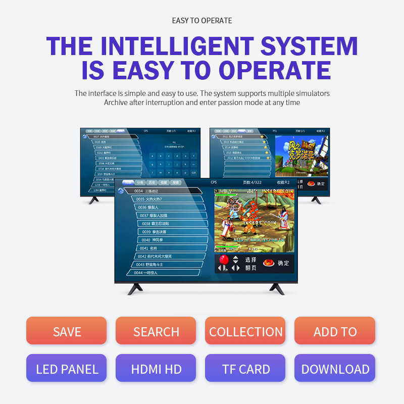 Videospēļu konsoles Dual Joystick Gameconsole 15000+ Classic Games Atbalsts 4 Player Familygame Game Stick ar PS1/GB/CPS/SFC/FC