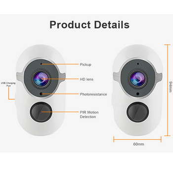 Tuya Wifi камера 2MP батерия Външно слънчево видеонаблюдение Нощно виждане Сигурност Наблюдение IP66 Водоустойчива камера Работете с Alexa Google