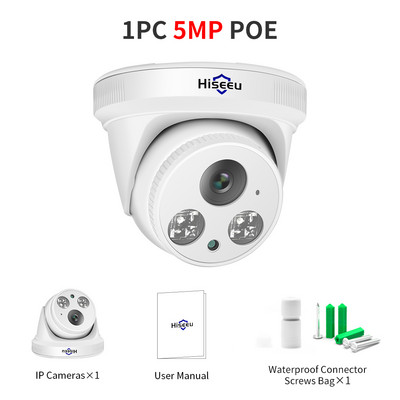 Hiseeu 5MP 3MP POE IP sigurnosna nadzorna kamera H.265+ kupolasta CCTV ONVIF audio snimanje Prepoznavanje lica Unutarnji kućni krov