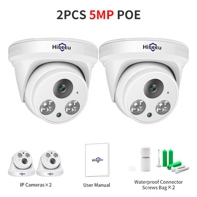 Hiseeu 5MP 3MP POE IP sigurnosna nadzorna kamera H.265+ kupolasta CCTV ONVIF audio snimanje Prepoznavanje lica Unutarnji kućni krov
