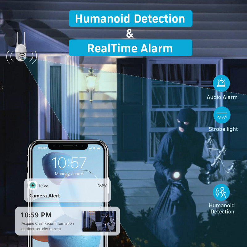 PTZ kamera 8X digitálny zoom 2K IP kamera vonkajšia Wifi vodotesná IP66 dohľad vnútorná bezpečnostná kamera s dvojitým objektívom automatické sledovanie