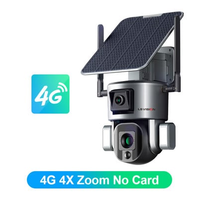 LS VISION 4K 8MP Dviejų objektyvų saulės kamera 10X/4X priartinimas 4G SIM/WIFI apsauga Lauko kamera Humanoidinė sekimo spalvos naktinio matymo kamera