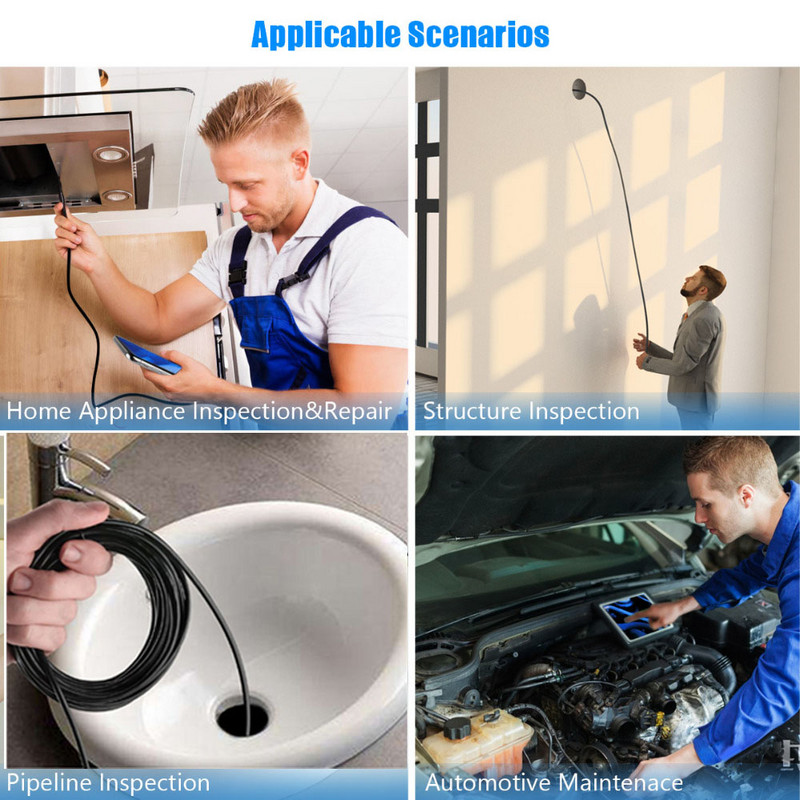 Μίνι ενδοσκόπιο επισκευής αυτοκινήτου 1m 2m Snake Cable 5,5mm Βιομηχανική κάμερα ενδοσκοπίου Android με φώτα Led για Pipe Check Car Repair