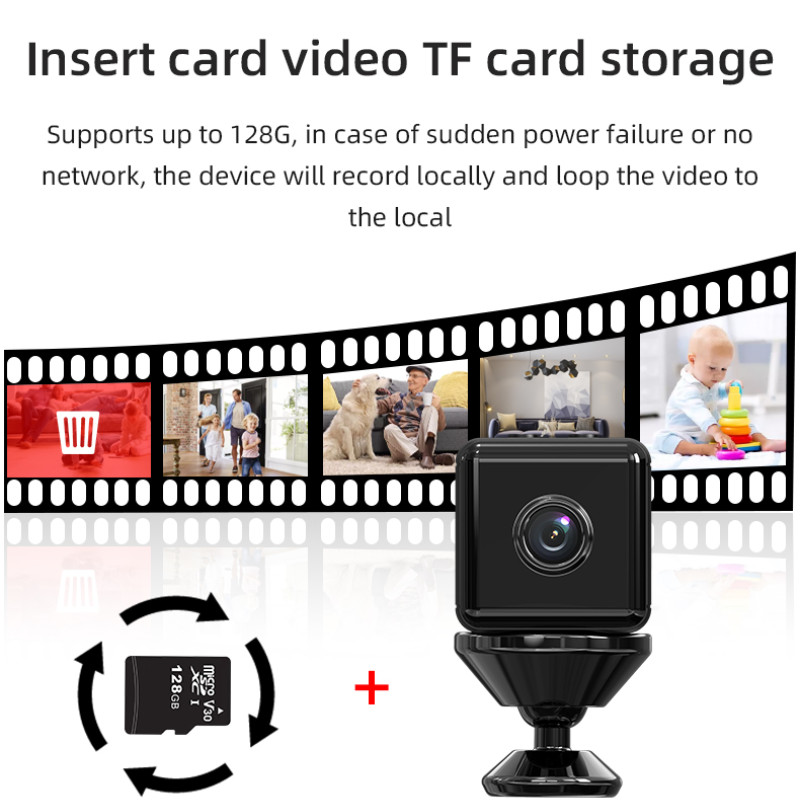 Mini cameră IP WIFI 1080P HD cu microfon Cameră video cu detectie de mișcare fără fir pentru securitate la domiciliu DVR cameră mică cu viziune de noapte
